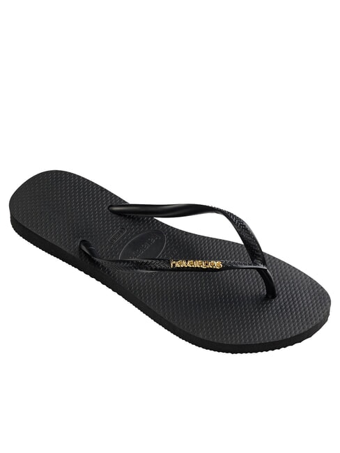 SLIM LOGO Flip flops black/gold - Women’s shoes