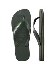 HAVAIANAS BRASIL LOGO Men's flip flops green olives/green olives - Unisex shoes - 4