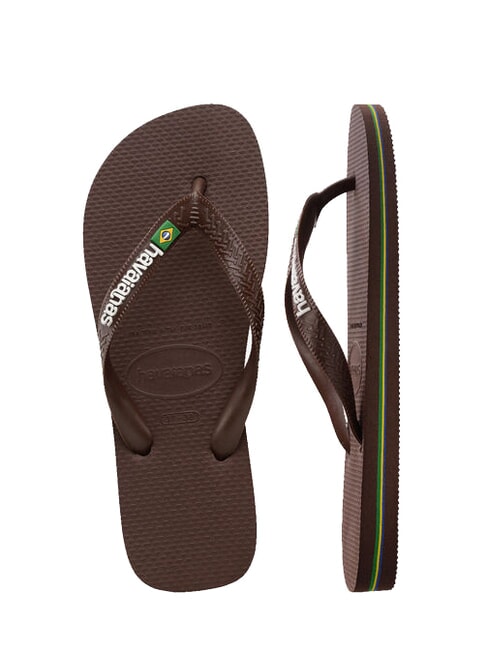 BRASIL LOGO Men's flip flops dark brown/white - Unisex shoes