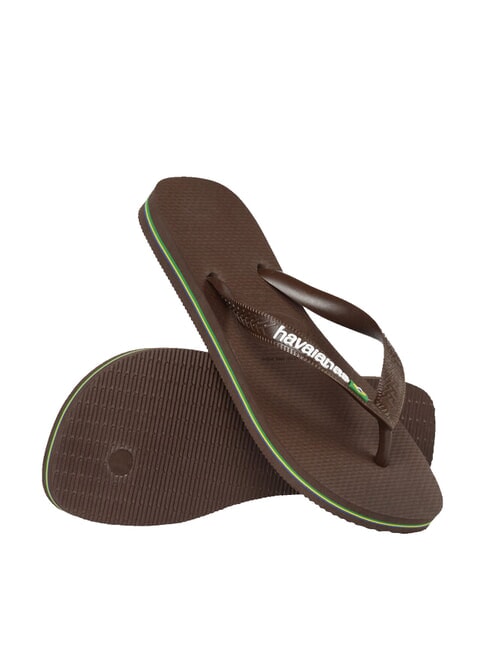 BRASIL LOGO Men's flip flops dark brown/white - Unisex shoes