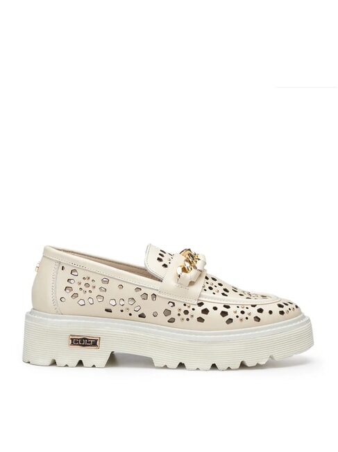 SLASH 4447 Leather moccasins with floral perforations white - Women’s shoes