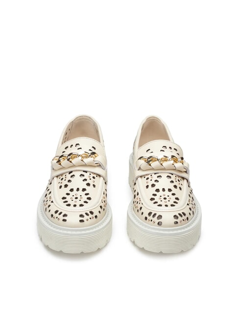 SLASH 4447 Leather moccasins with floral perforations white - Women&rsquo;s shoes
