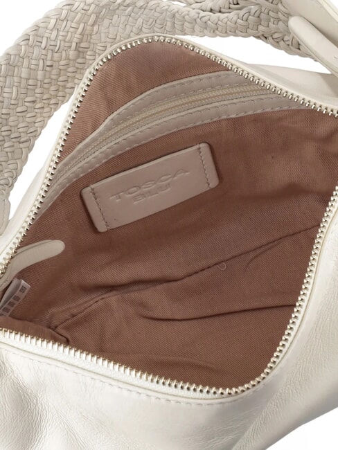 BEATRICE Leather bag with braided handle ivory white - Women’s Bags