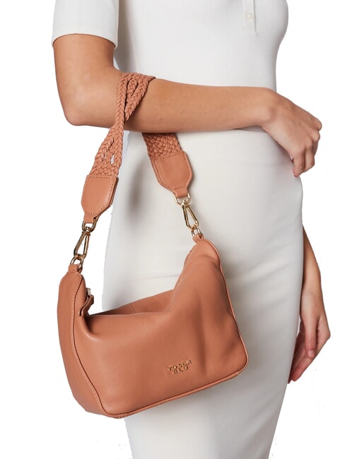BEATRICE Leather bag with braided handle ivory white - Women’s Bags
