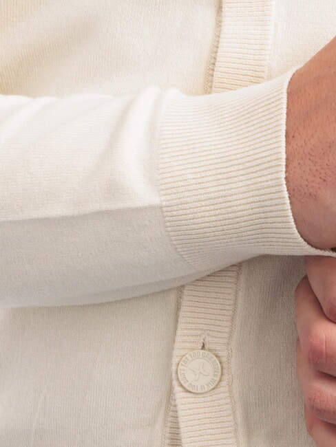 LICONE V-Neck Cardigan with Buttons bone white - Men's Sweaters