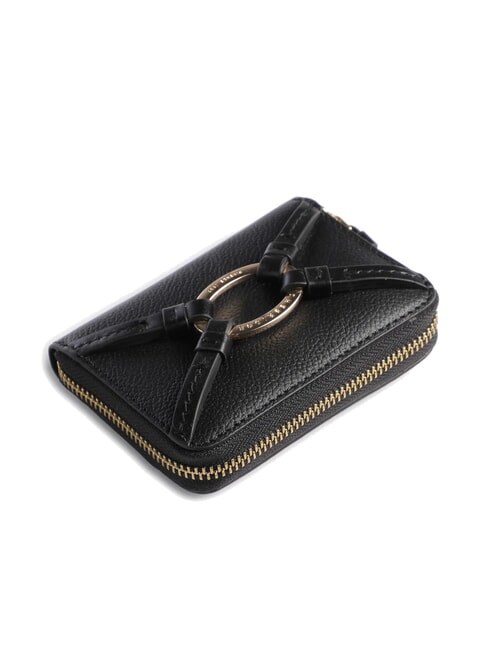 AMELIA Mini zip around leather wallet Black Gold - Women’s Wallets