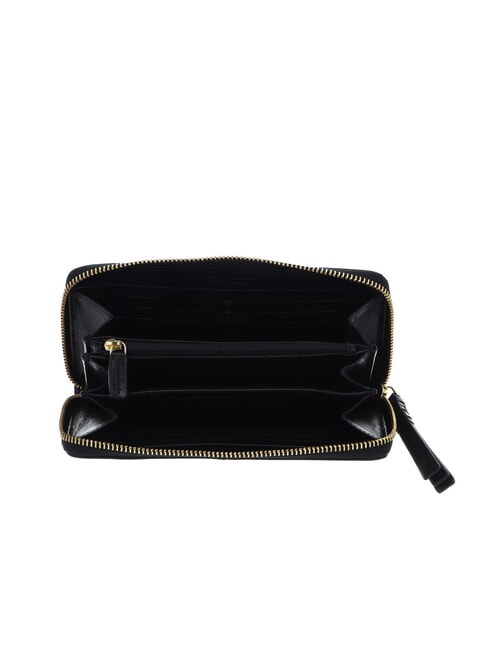 FEBE Large zip around leather wallet Black Gold - Women’s Wallets