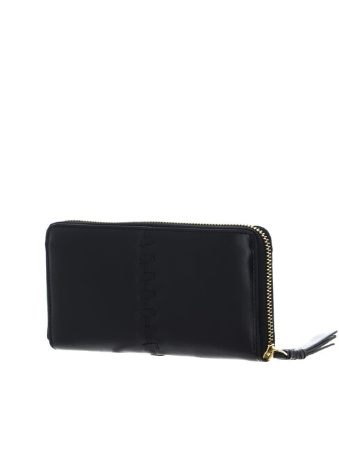 FEBE Large zip around leather wallet Black Gold - Women’s Wallets