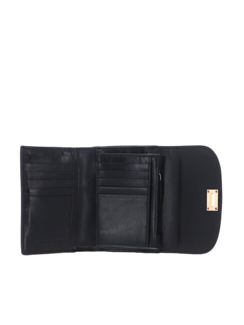 FEDERICA Medium Leather Wallet Black Gold - Women’s Wallets