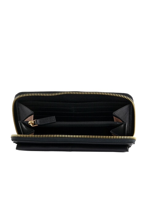 ELISABETTA Large leather wallet with pocket Black Gold - Women’s Wallets