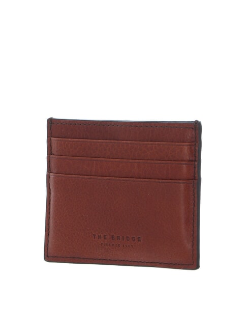 FABIO Flat leather card holder Brown / Ruthenium - Men’s Wallets