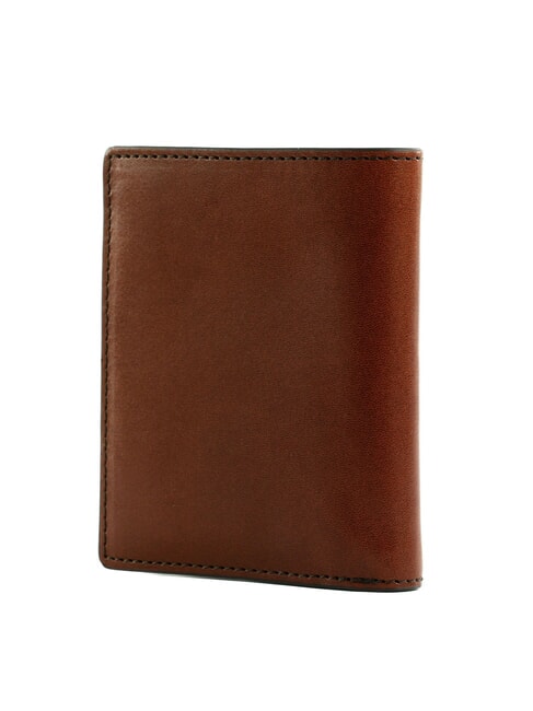 FILIPPO Vertical leather card holder Brown / Ruthenium - Men&rsquo;s Wallets