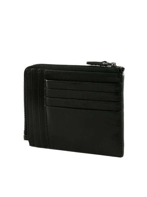 FILIPPO Leather card holder with zip black / dark matte ruthenium - Men’s Wallets