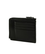 THE BRIDGE FILIPPO Leather card holder with zip black / dark matte ruthenium - Men’s Wallets - 2