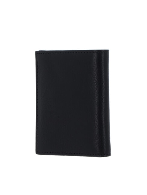 ETTORE Vertical leather card holder black / dark matte ruthenium - Men’s Wallets