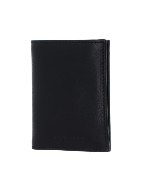 ETTORE Vertical leather card holder black / dark matte ruthenium - Men’s Wallets