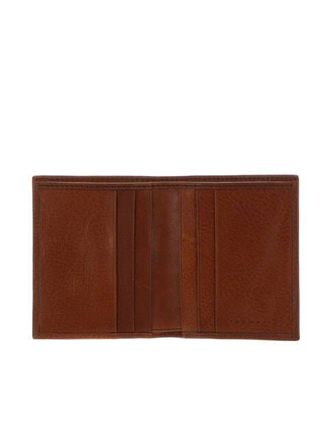 ETTORE Vertical leather card holder Brown / Ruthenium - Men&rsquo;s Wallets