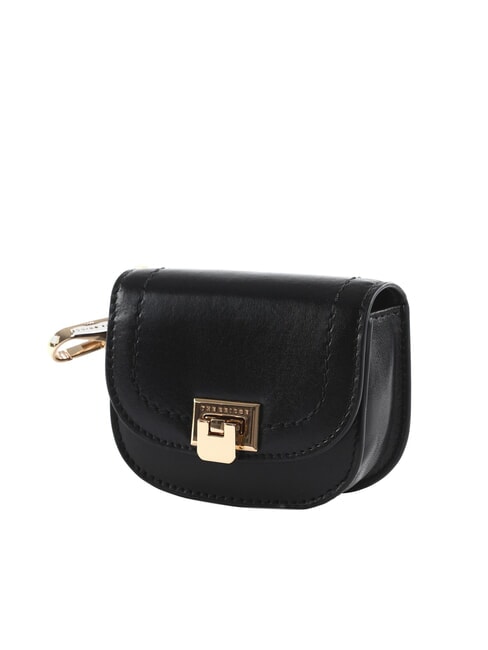 FEDERICA Leather coin purse with key ring Black Gold - Women’s Wallets