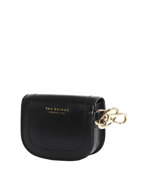 FEDERICA Leather coin purse with key ring Black Gold - Women’s Wallets