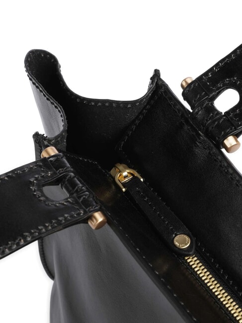 FEBE Leather shopping bag Black Gold - Women’s Bags