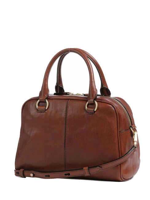 FLORA Leather satchel bag with pockets BROWN - Women’s Bags