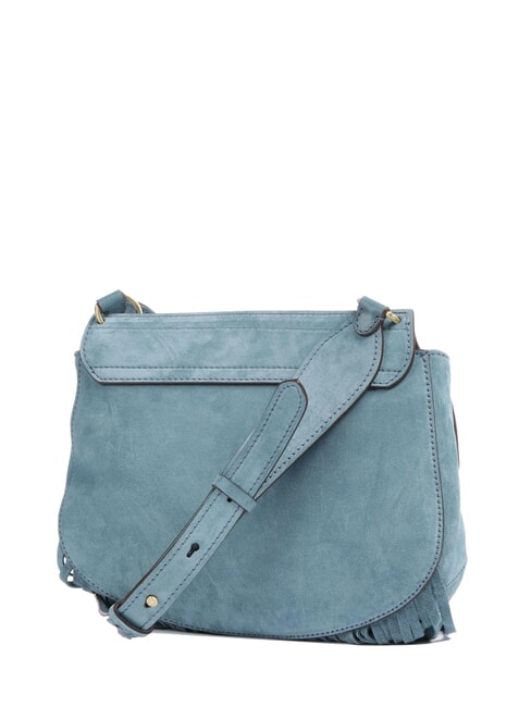 ERICA Leather shoulder bag with fringes sky with gold - Women’s Bags