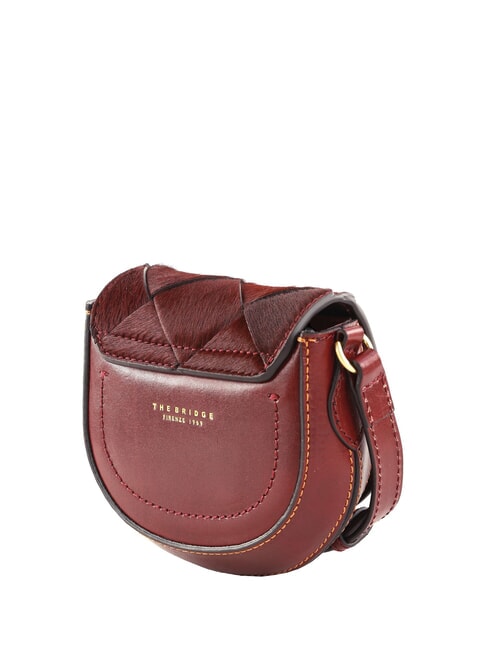 BETTINA Ponyskin effect leather bag Chianti / Bordeaux / Gold - Women’s Bags