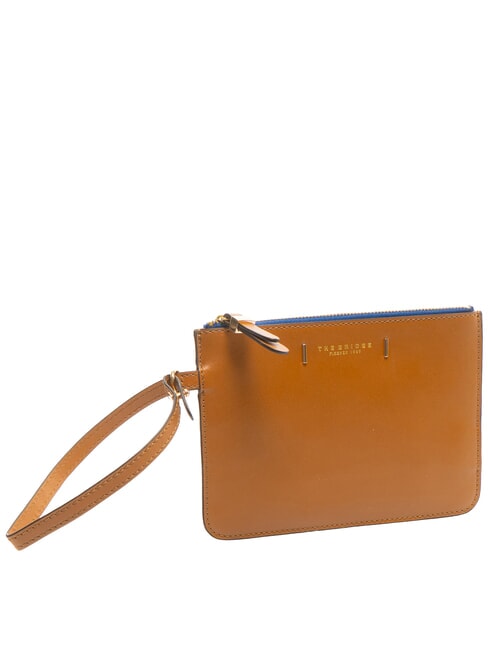 CHIARA Leather clutch bag Cognac / Gold - Women&rsquo;s Bags