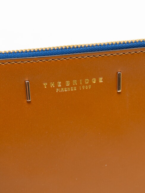 CHIARA Leather clutch bag Cognac / Gold - Women&rsquo;s Bags