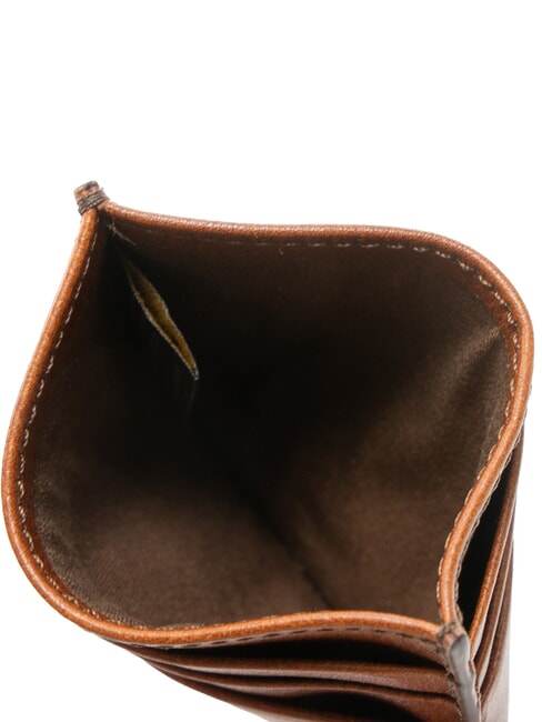 CESARE Flat leather card holder Brown / Palladium - Men’s Wallets