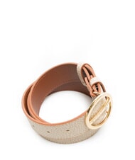 BORBONESE GRAFFITI Round buckle belt sand/coconut - Belts - 3