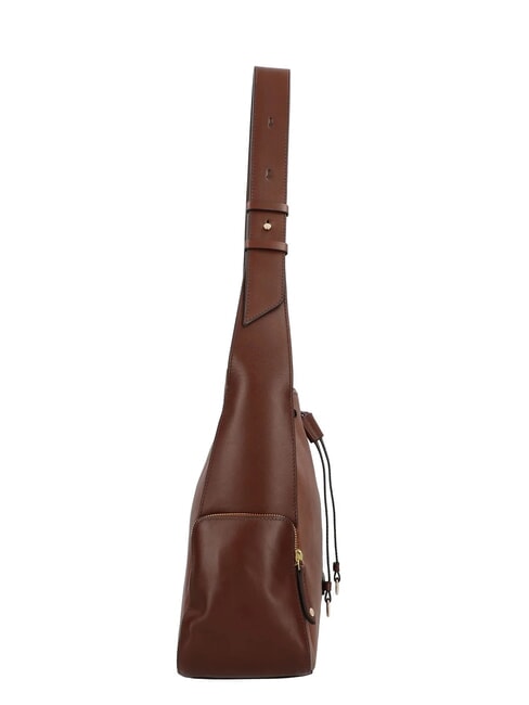 CARLOTTA Leather hobo bag with pockets BROWN - Women’s Bags