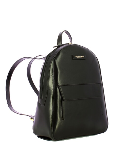 DIANA Smooth leather backpack with pocket Black Gold - Women’s Bags