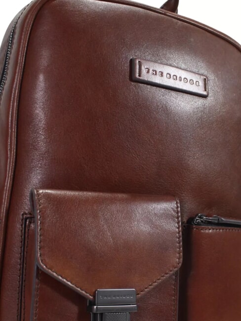 FILIPPO Leather backpack, 13" laptop holder Brown / Ruthenium - Laptop backpacks