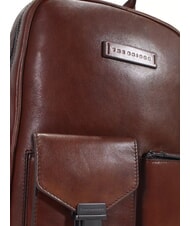THE BRIDGE FILIPPO Leather backpack, 13" laptop holder Brown / Ruthenium - Laptop backpacks - 3