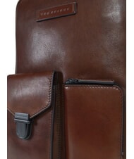 THE BRIDGE FILIPPO Leather backpack, 13" laptop holder Brown / Ruthenium - Laptop backpacks - 4