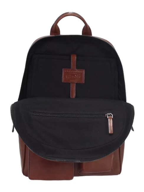 FILIPPO Leather backpack, 13" laptop holder Brown / Ruthenium - Laptop backpacks