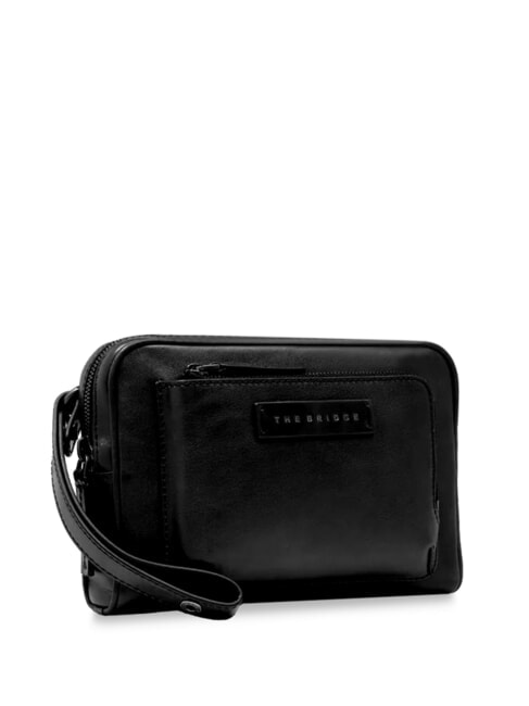 FILIPPO Leather clutch with cuff black / dark matte ruthenium - Beauty Case