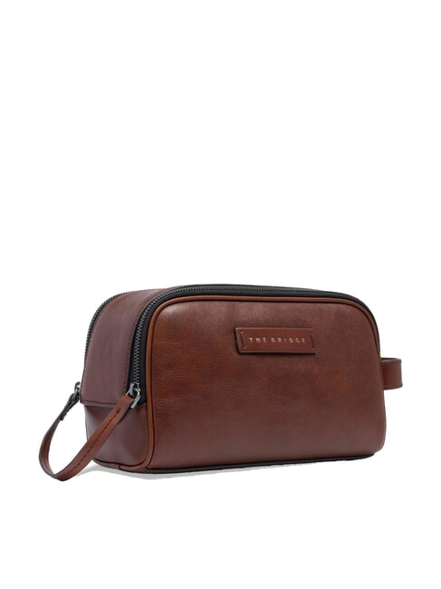 FILIPPO Leather beauty case Brown / Ruthenium - Beauty Case