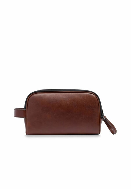 FILIPPO Leather beauty case Brown / Ruthenium - Beauty Case