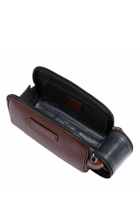 FILIPPO Leather beauty case Brown / Ruthenium - Beauty Case