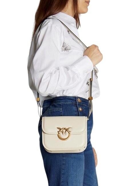LOVE BOX Mini nappa bag with flap silk white-antique gold - Women&rsquo;s Bags