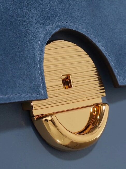 SFERA Leather shoulder bag with flap denim - Women’s Bags