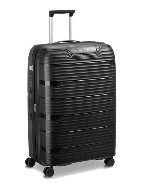 SECURITECH DUNE Set of 3 trolleys: cabin, medium, large, exp Black - Rigid Trolley Cases