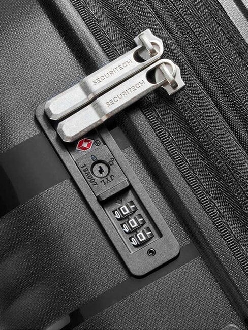 SECURITECH DUNE Set of 3 trolleys: cabin, medium, large, exp Black - Rigid Trolley Cases