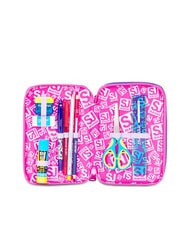 SJGANG TINYPATCH GIRL 3 zip pencil case complete with school kit BLACK STRIPED FOREST - Cases and Accessories - 3