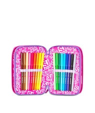 SJGANG TINYPATCH GIRL 3 zip pencil case complete with school kit BLACK STRIPED FOREST - Cases and Accessories - 4