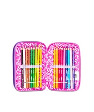 SJGANG TINYPATCH GIRL 3 zip pencil case complete with school kit BLACK STRIPED FOREST - Cases and Accessories - 5