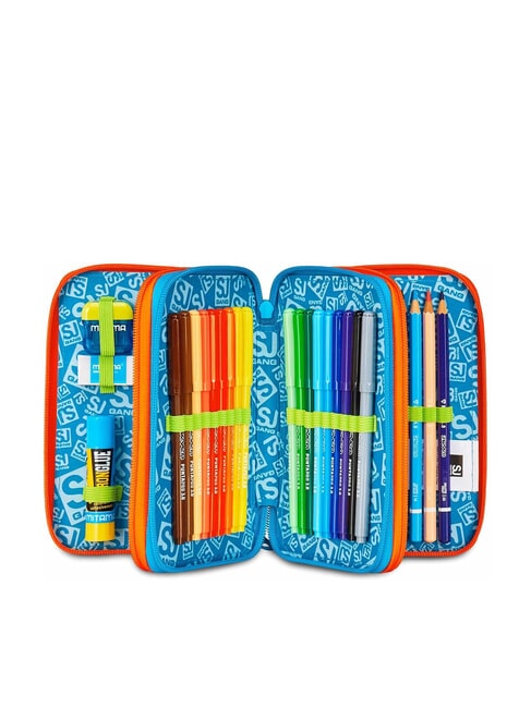 TINYPATCH BOY 3 zip pencil case complete with school kit bright turquoise - Cases and Accessories