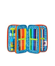 SJGANG TINYPATCH BOY 3 zip pencil case complete with school kit bright turquoise - Cases and Accessories - 2